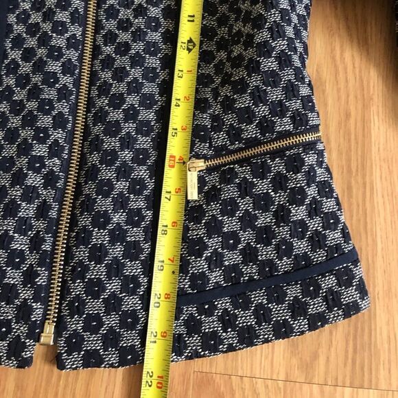 KARL LAGERFELD HONEYCOMB BLACK GREY ZIP CROPPED BLAZER JACKET - Picture 7 of 10